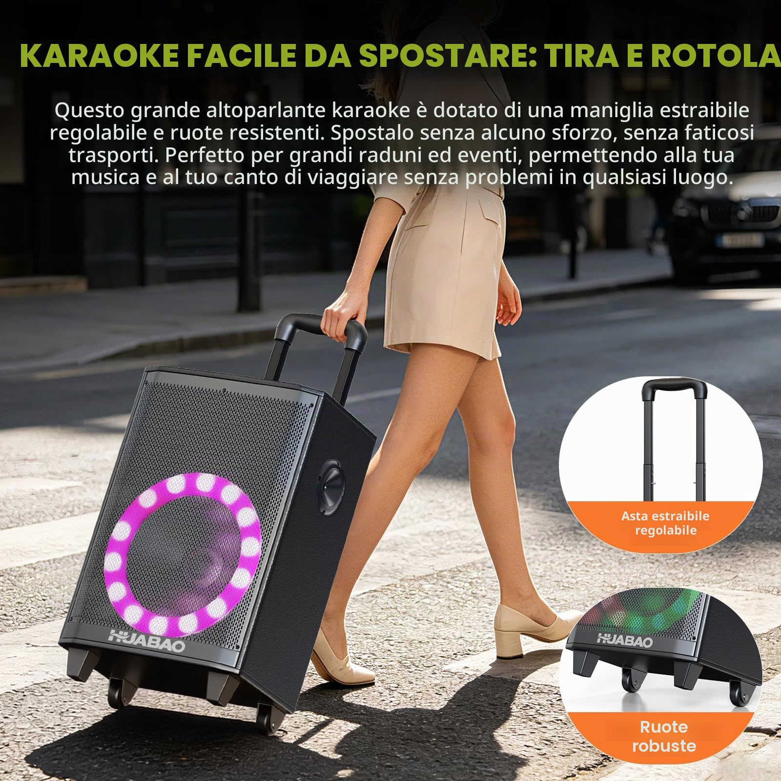 Grande altoparlante Bluetooth per karaoke con 2 microfoni wireless, sistema a 11 altoparlanti con batteria da 8800mAh, sistema PA su carrello con luci, telecomando, FM/AUX/USB/TF, bassi e alti