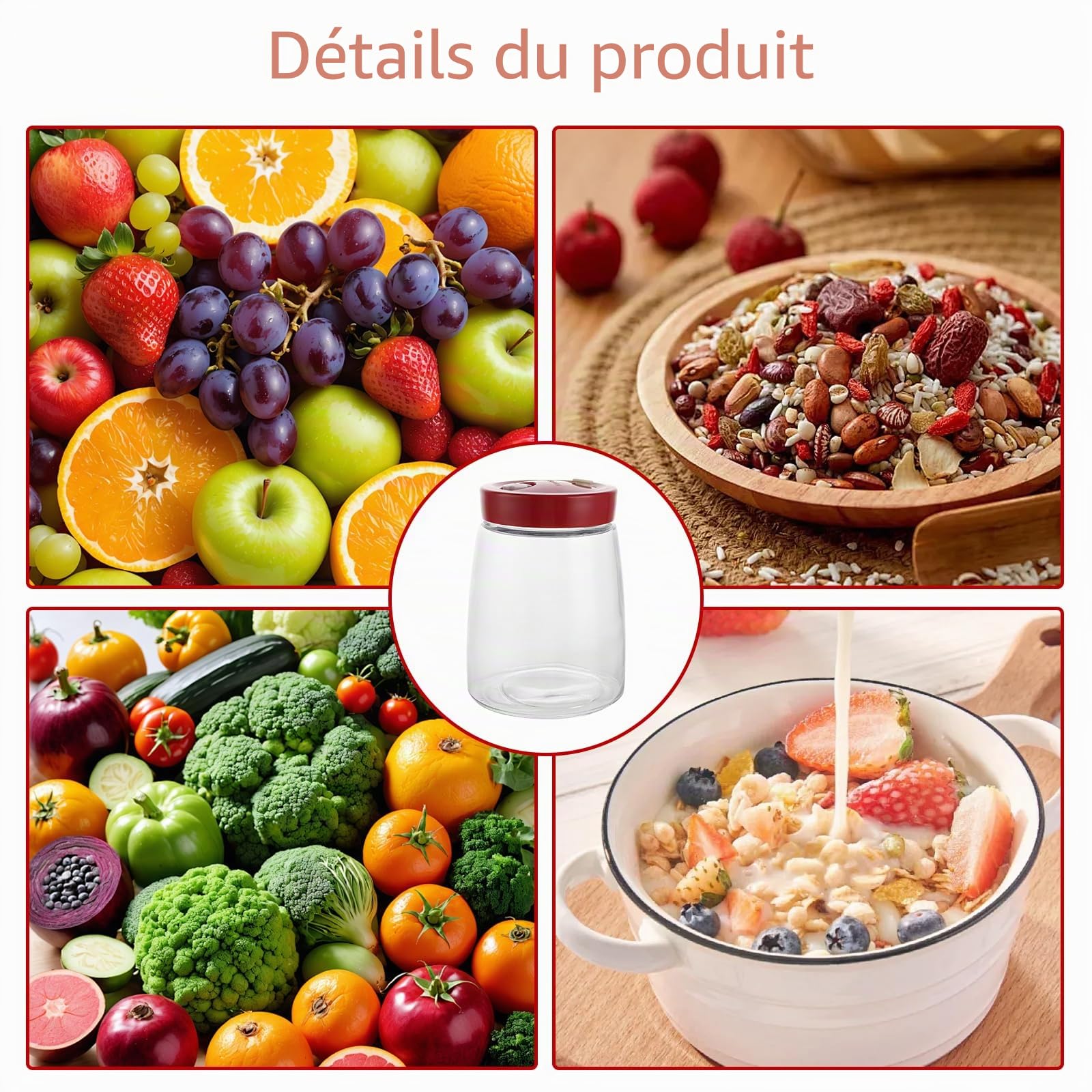 4 PCS Bocaux de Fermentation, 1.4L Verre de Fermentation avec Aération 1 Voie D'aération, Bocaux de Conservation pour Kéfir, Choucroute und Levain