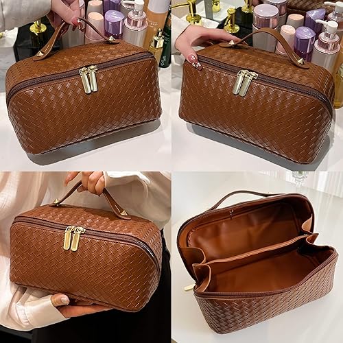 Miniatura 6 de lomkya bolsa de maquillaje a cuadros bolsa de cosméticos a cuadros, Marrón (Checkered Brown Bag), Moderno