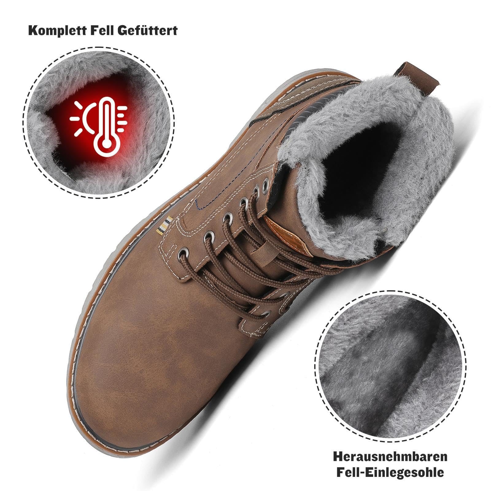 Mishansha Scarpe Uomo Donna Invernali Impermeabili Antiscivolo Stivaletti Invernali con Pelo, Gr.36-48