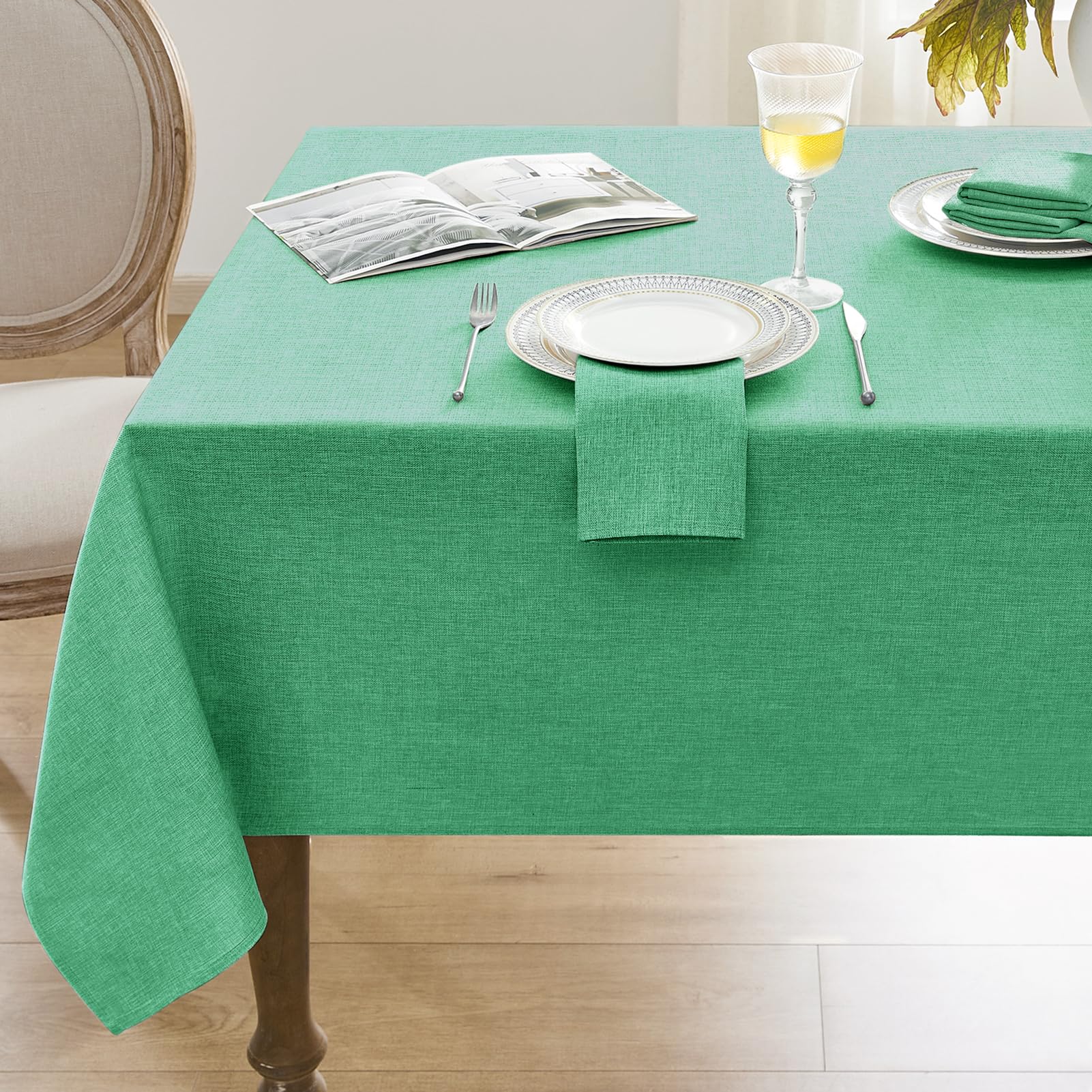 Softalker Tablecloths Teal 140x200cm Rectangular Outdoor Spring Table Cloth washable Tablecloth water resistant Table Cover for Party Birthday Picnic BBQ dining table Kitchen decorations,78x55 inch