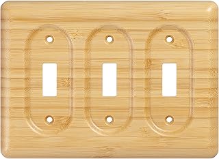 YDJSA Triple Switch Plate Cover Solid Bamboo Wood for Rocker Light Switches Natural Stylish