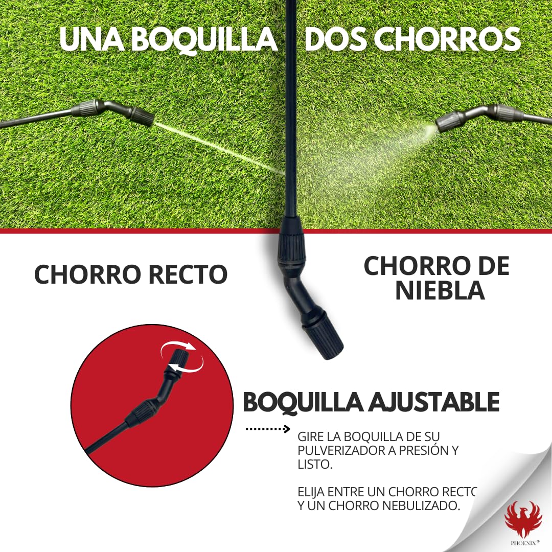 Phoenix Pulverizador Agua 5L Profesional – Fumigadora Pulverizador Manual con Lanza Ajustable, Sulfatadora Manual con Correa – Pulverizadore Plantas para Jardines, Cultivos, Herbicidas