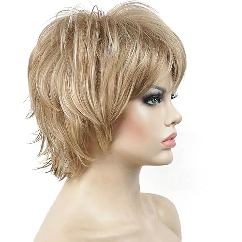 Lydell Short Layered Shaggy Wavy Full Synthetic Wigs (L16/613 Blonde Highlights)