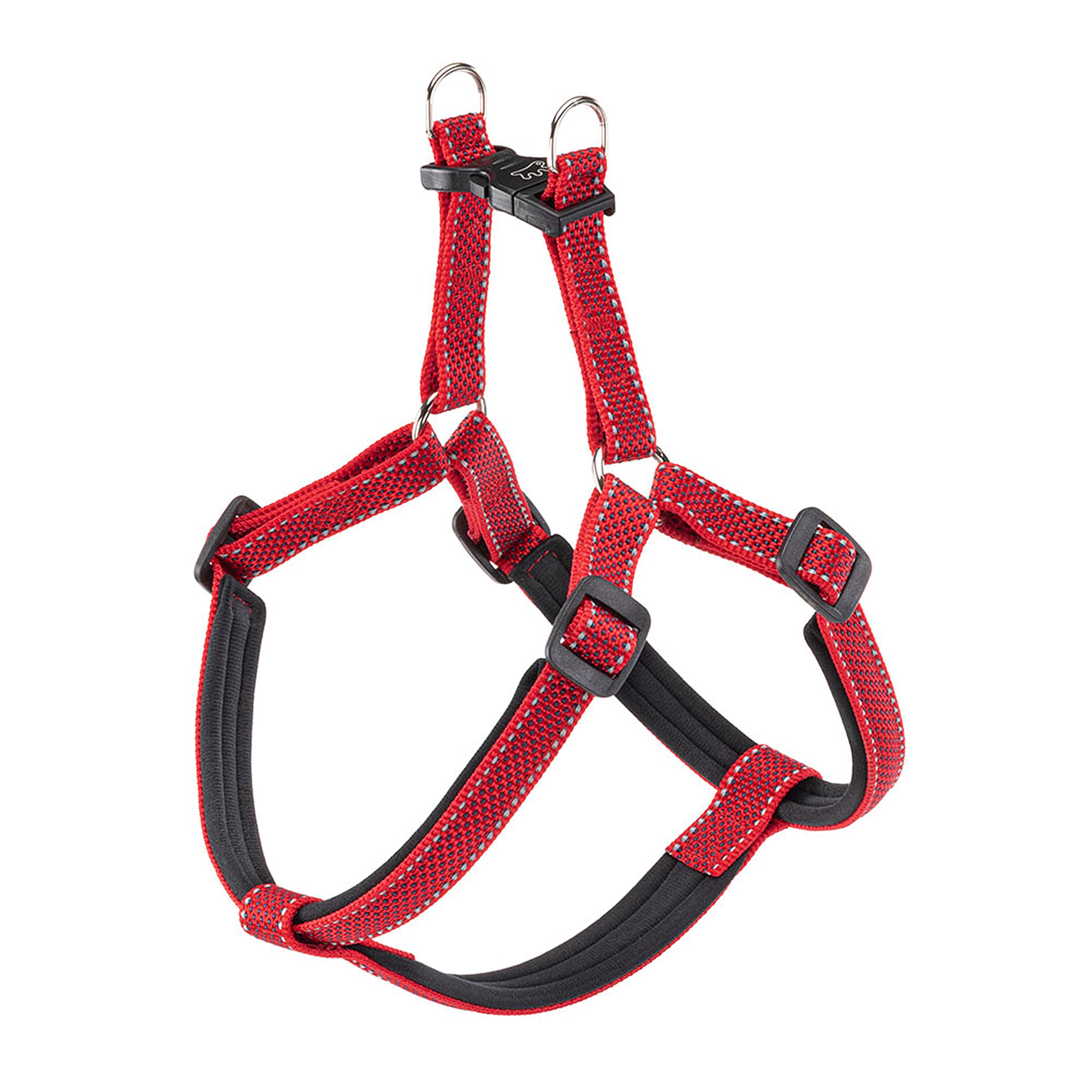 Ferplast Dog Harness DAYTONA DELUXE, Nylon Dog Harness Medium/Large Size, Padded, Adjustable, Reflective. Red-Black
