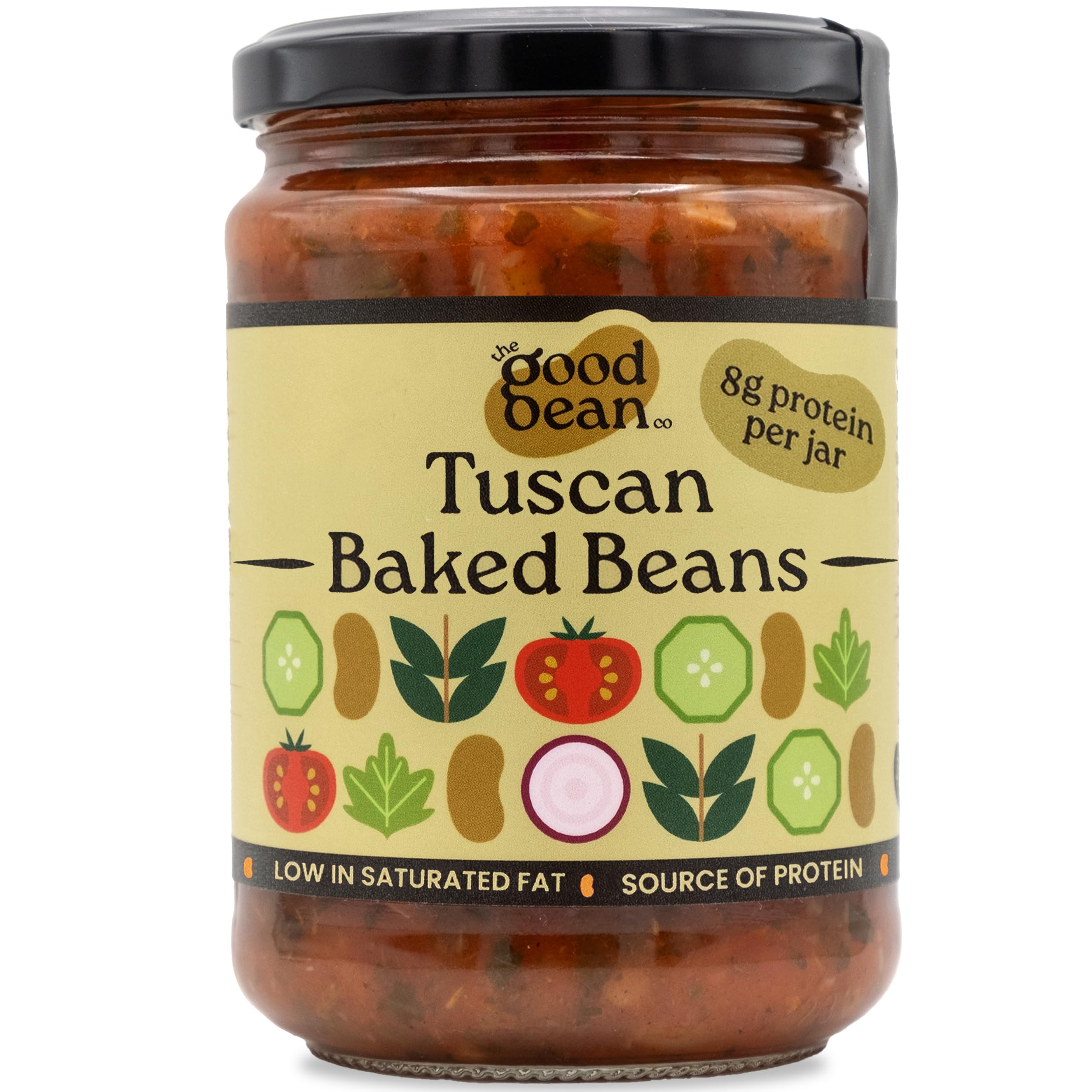 The Good Bean Co Tuscan Baked Beans 350g - Cannellini Beans in Rich Tomato Sauce, Italian-Style for Breakfast or Brunch