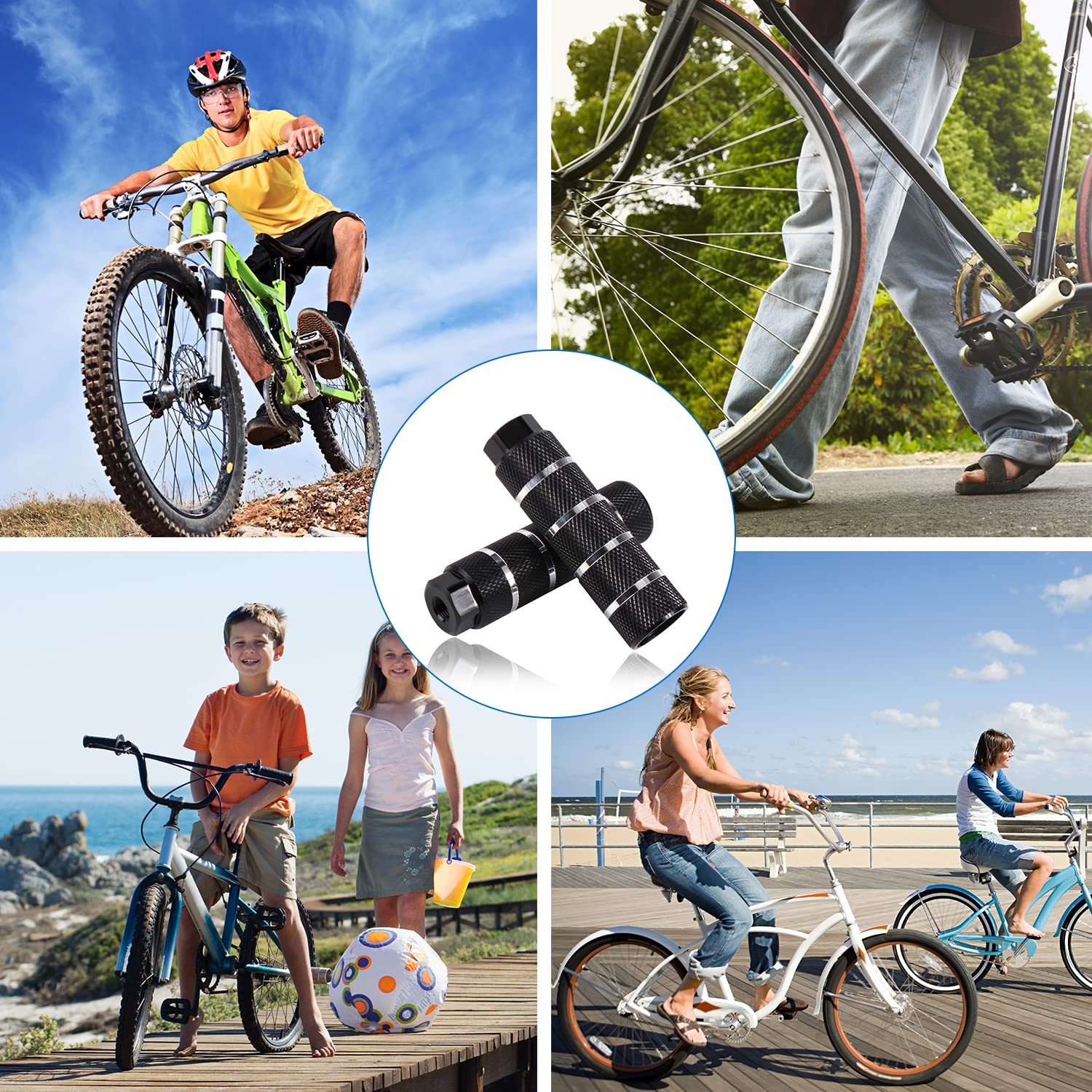 2Pcs Clavijas de bicicleta, Aluminio Bicicleta Pie Clavijas BMX Antideslizante Pies Traseros Pedales para BMX Stunt Pegs, Bicicletas de Montaña Pasajeros Ciclismo Accesorios (negro)