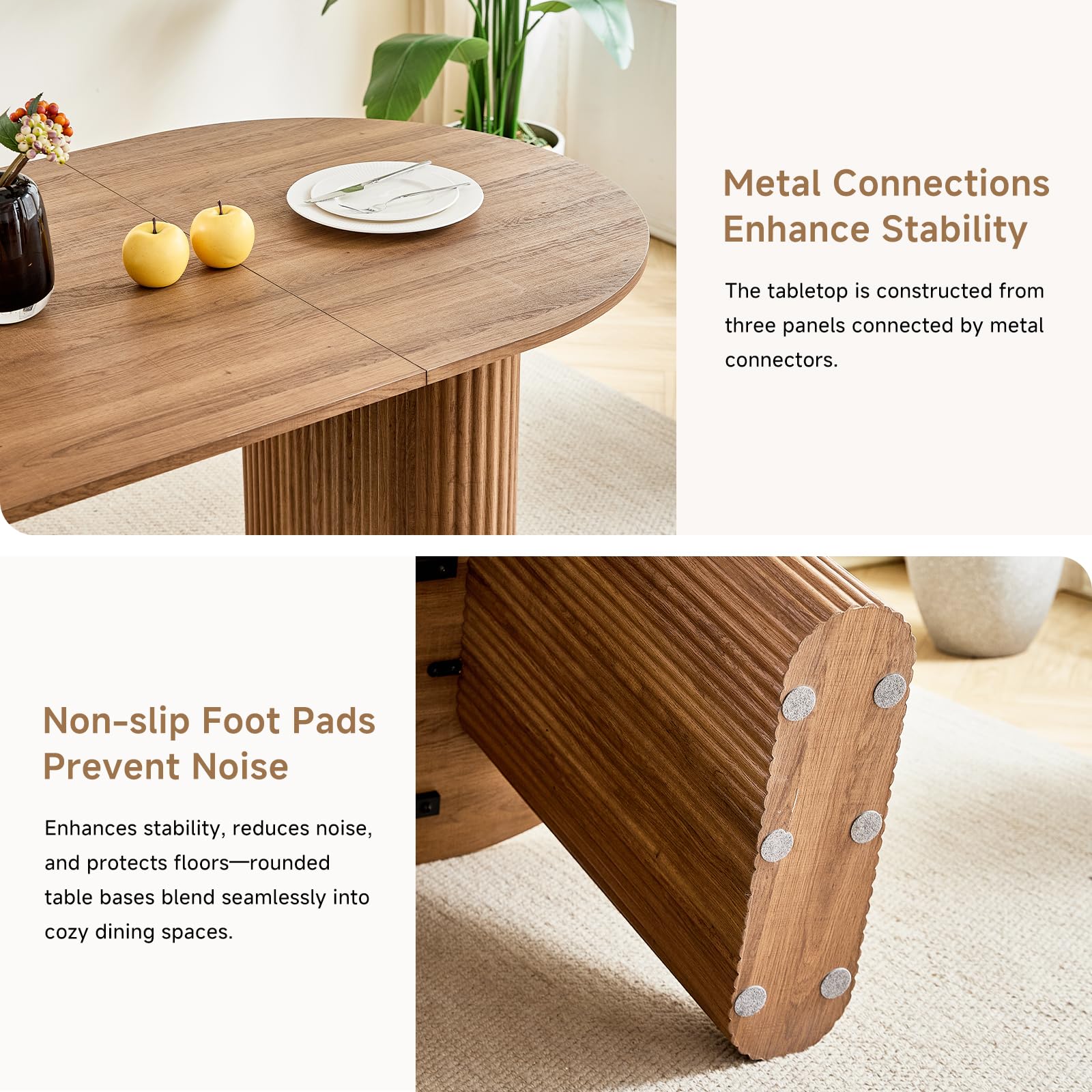 Ovaler Esstisch aus Holz, 180 cm Moderner Küchen-Esstisch, Großer MDF-Schreibtisch für 6–8 Personen (Dunkelbraun)