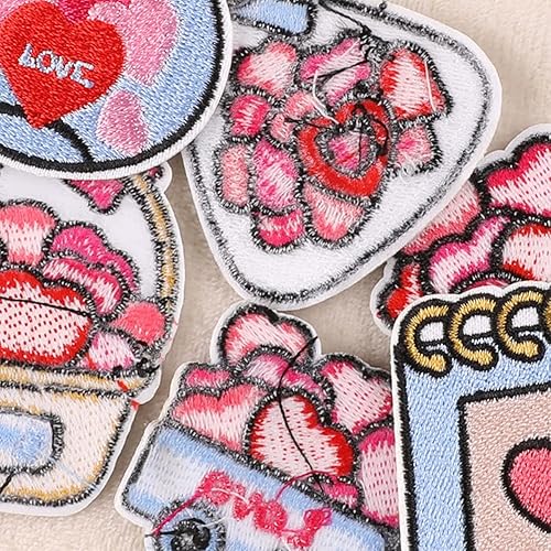 Miniatura 4 de Lindos parches bordados de San Valentín para ropa, parches adhesivos de corazón de bricolaje, parches adhesivos en forma de corazón rojo y rosa con