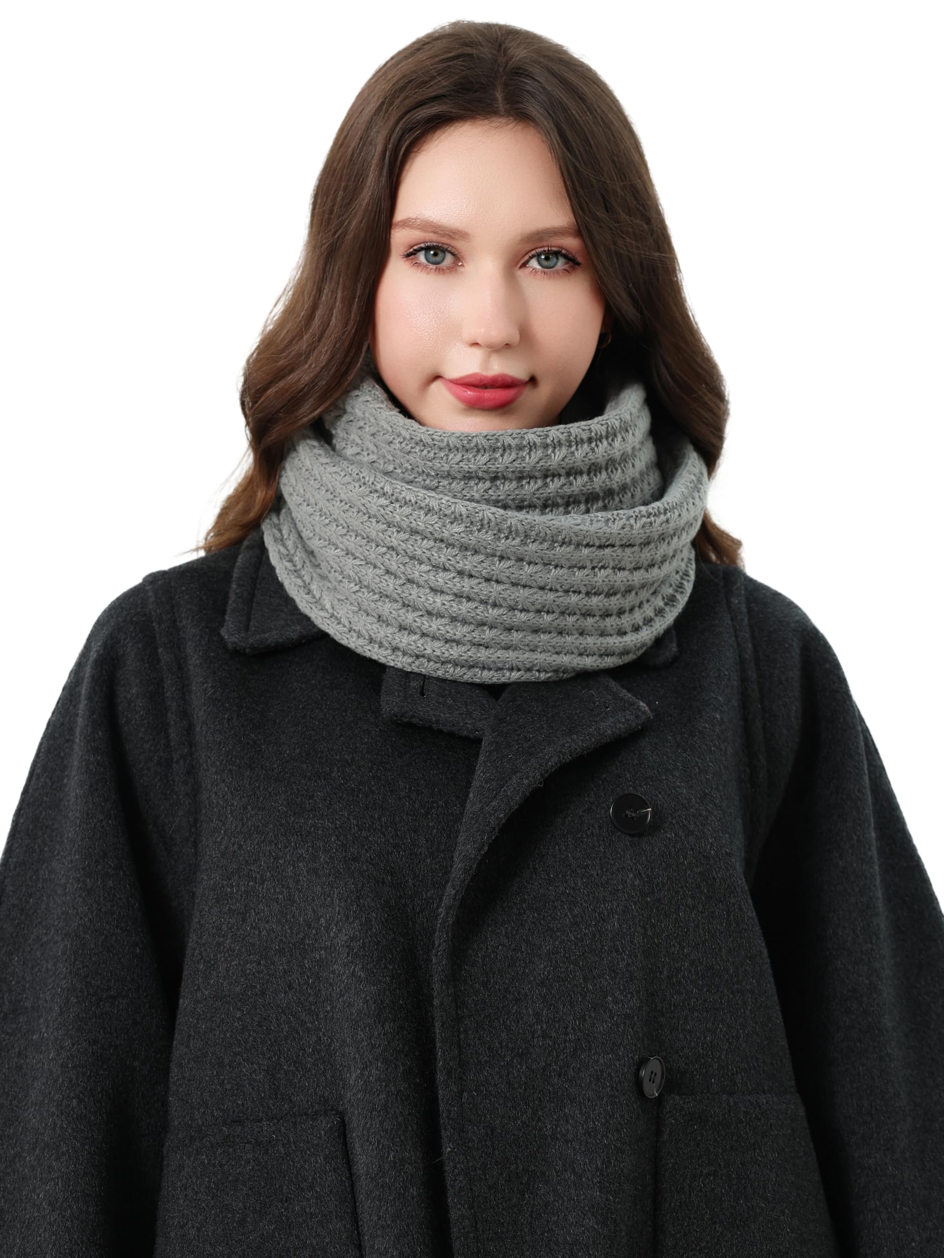 Dondon Women's Grey Scarf For Uk Winter Scarf Knitted Scarf Loop Scarf Tube Scarf