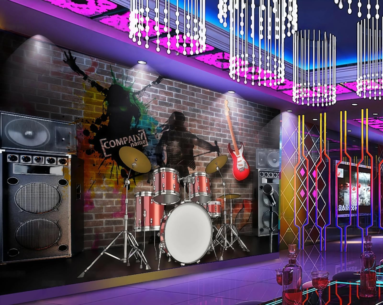 XDOUBAO Wallpaper Three-Dimensional Brick Wall Rock Guitar Music Theme Bar Clothing Store Afternoon Tea Western Restaurant Background Wall Wallpaper Coffee Shop Mural,3D,150x105cm