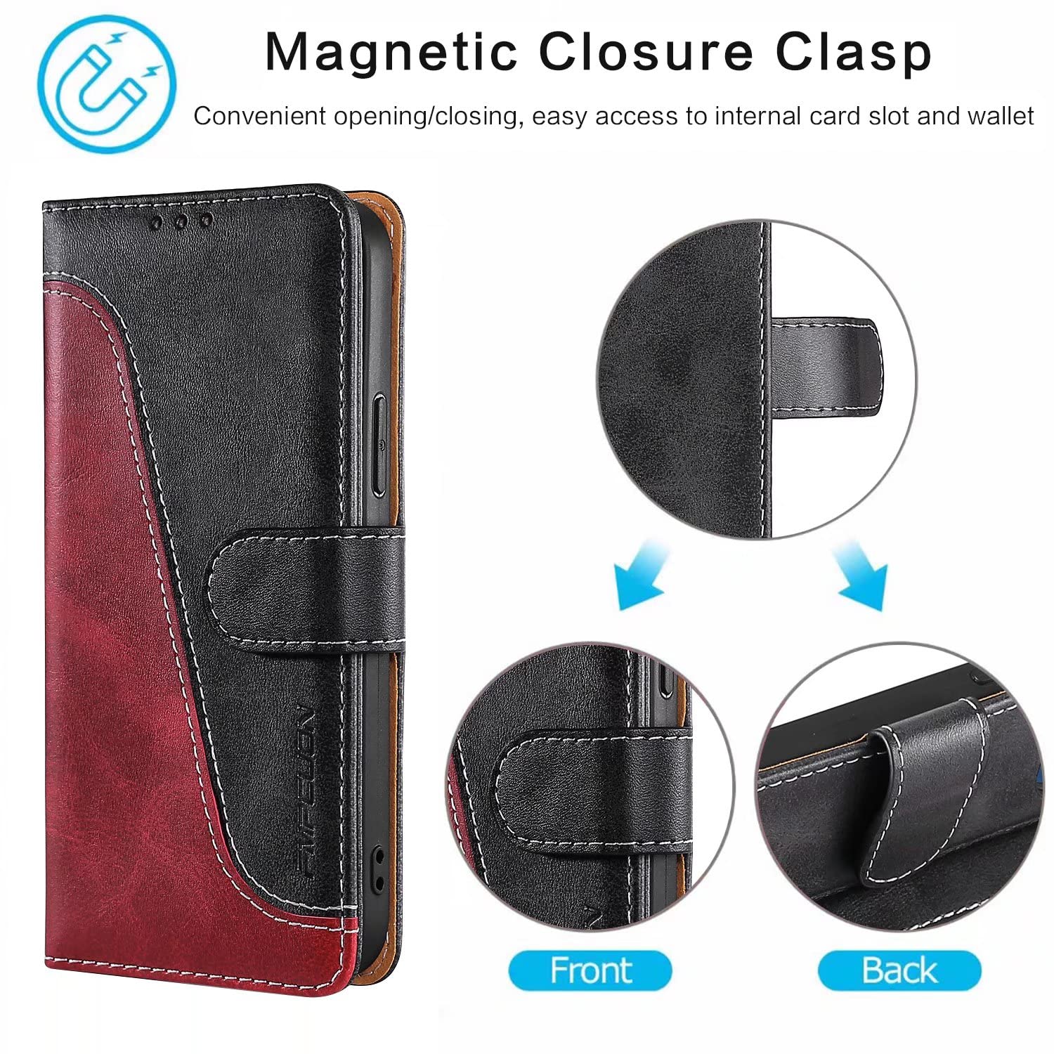 Bravoday PU Leder Hülle Für OnePlus 10 Pro 5G – Flip Case Mit Kartenfach, Kickstand & Magnetschloss, Schwarz