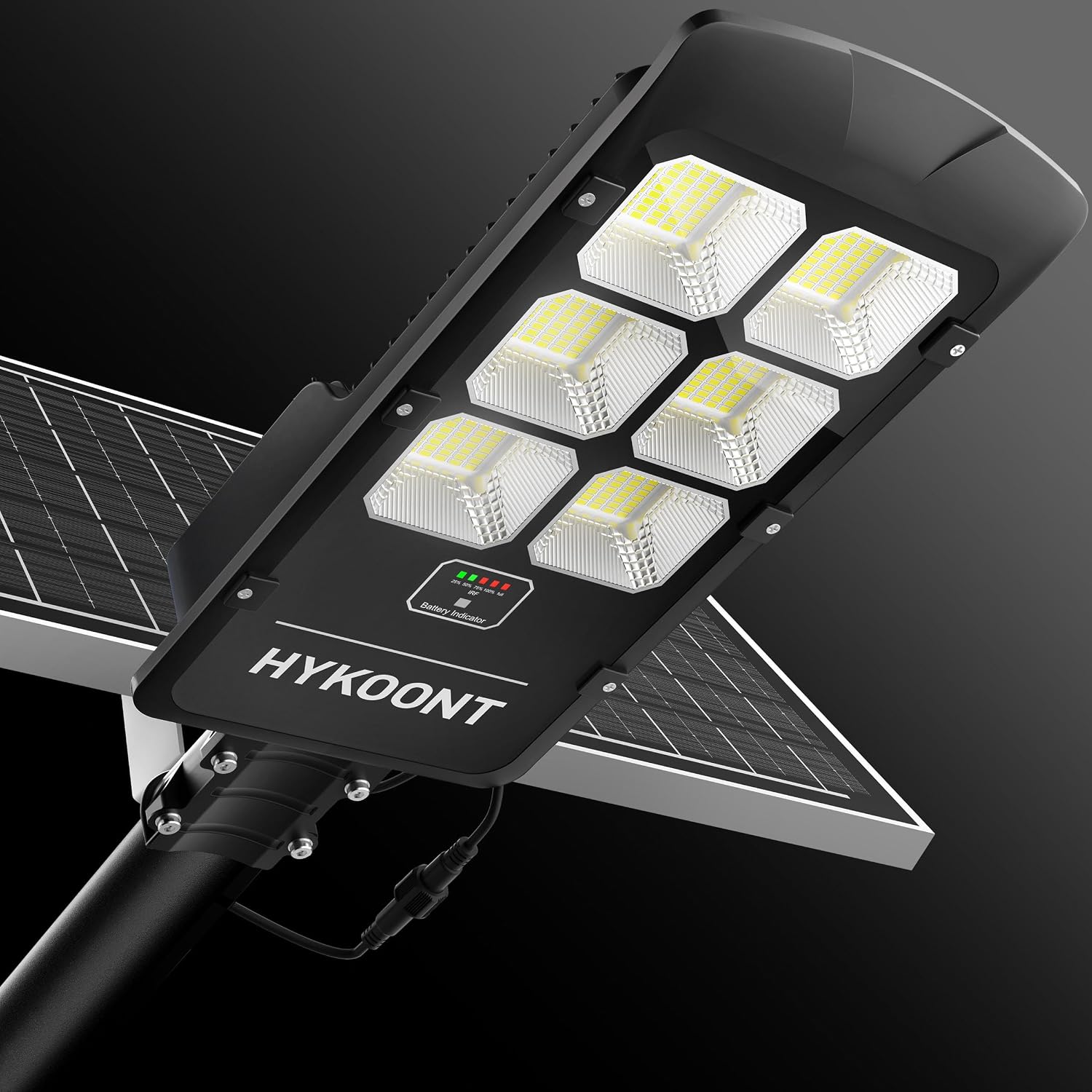 HYKOONT BD006 Solar Street Light Dusk to Dawn Solar Lights Outdoor with Remote Control, 6500K Daylight White IP66 Waterproof Solar Powered Street Light for Yard, Garden, Street 1Pack