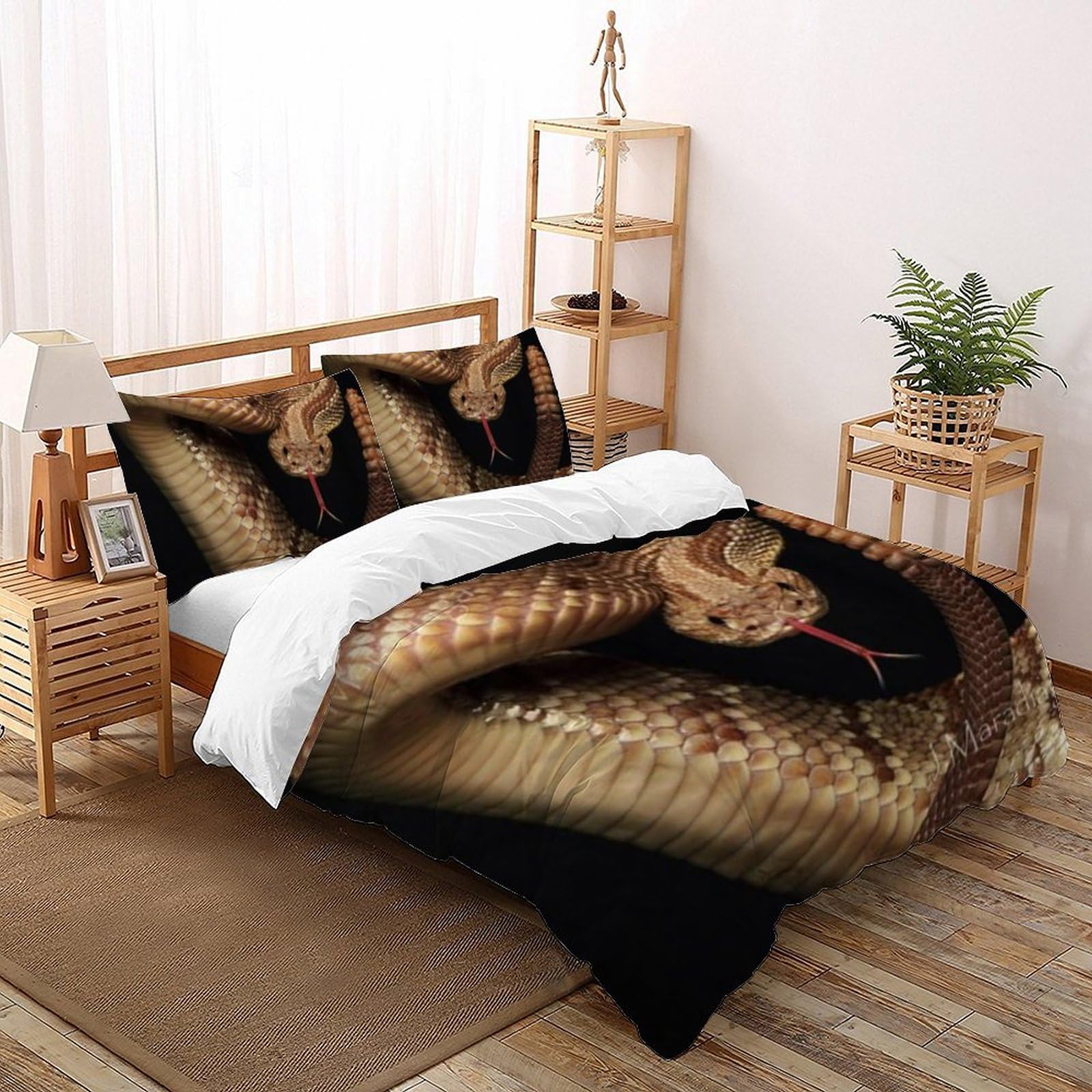 Housse de couette motif serpent 3D en microfibre pour rafraîchir un lit d'ado sans travaux