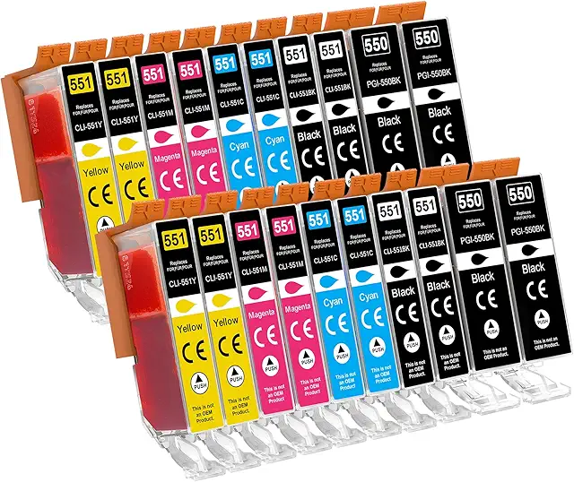 Canon MG7150 Compatible Ink Cartridges: 550XL 551XL High-Yield Set