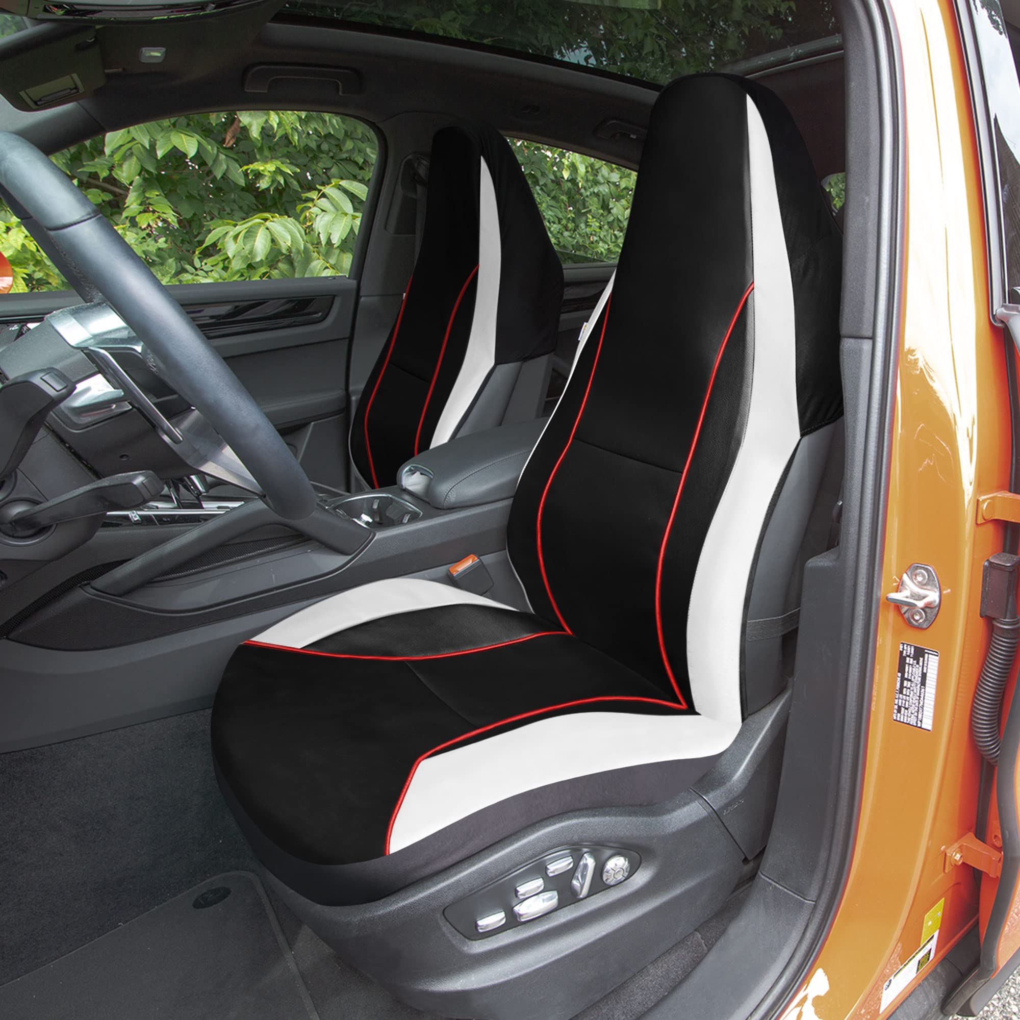 WYLF Universal Fit Car Seat Covers - Full Set High Back Sporty Flat Cloth, Beige, For Cars Trucks SUVs - View #6