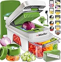 Vista 13 de Mueller Pro-Series 10 en 1, picadora de verduras de 8 cuchillas, picador de cebollas, cortador, picador, rebanador de huevos con recipiente