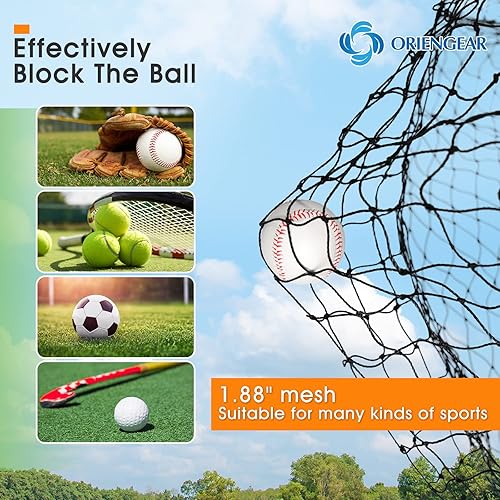 Miniatura 3 de Red de jaula de bateo de béisbol, solo red, 8 pies de alto x 8 pies de ancho x 20 pies de largo, malla de 1.88 pulgadas, red profesional de