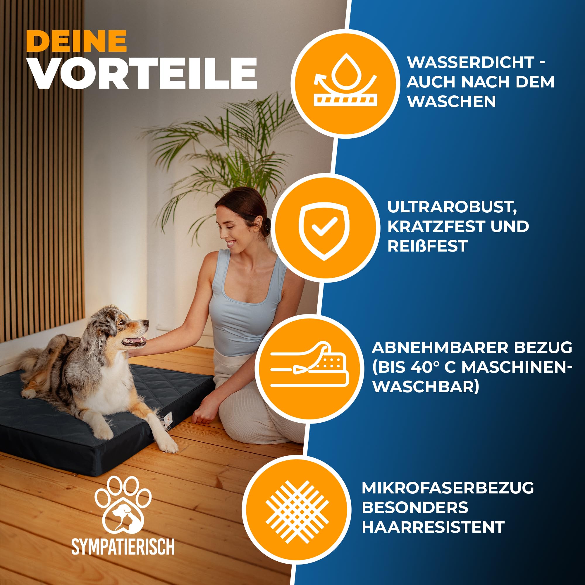 Lit orthopédique pour chien imperméable - Le nouveau tapis préféré de votre nez en fourrure - Coussin antidérapant pour chien - Panier pour chien - Housse lavable - Pour petits à grands chiens - 90 x