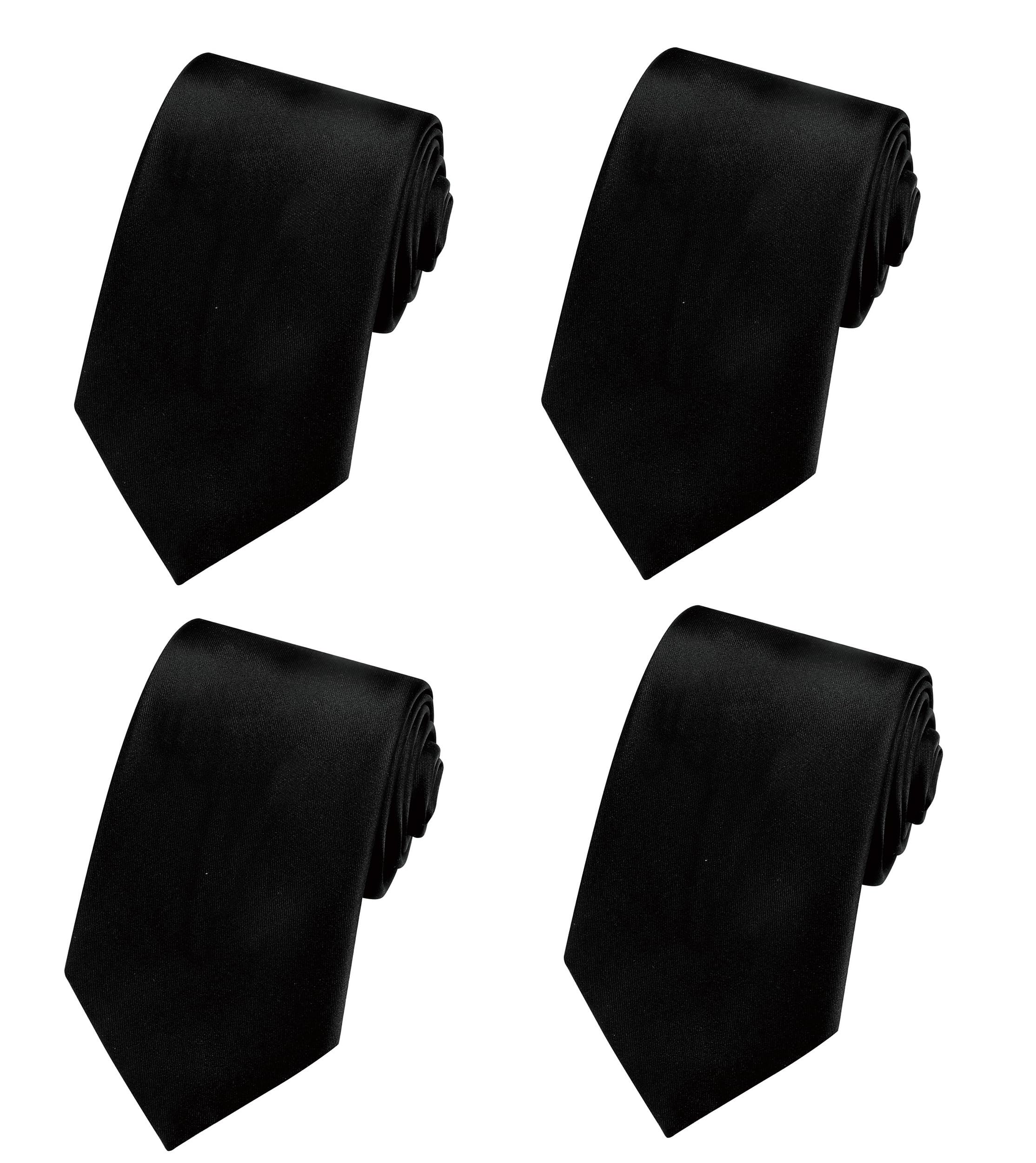 WeiShang Lot 4 PCS Men's Ties Solid Color Neckties Formal Black Ties For Men