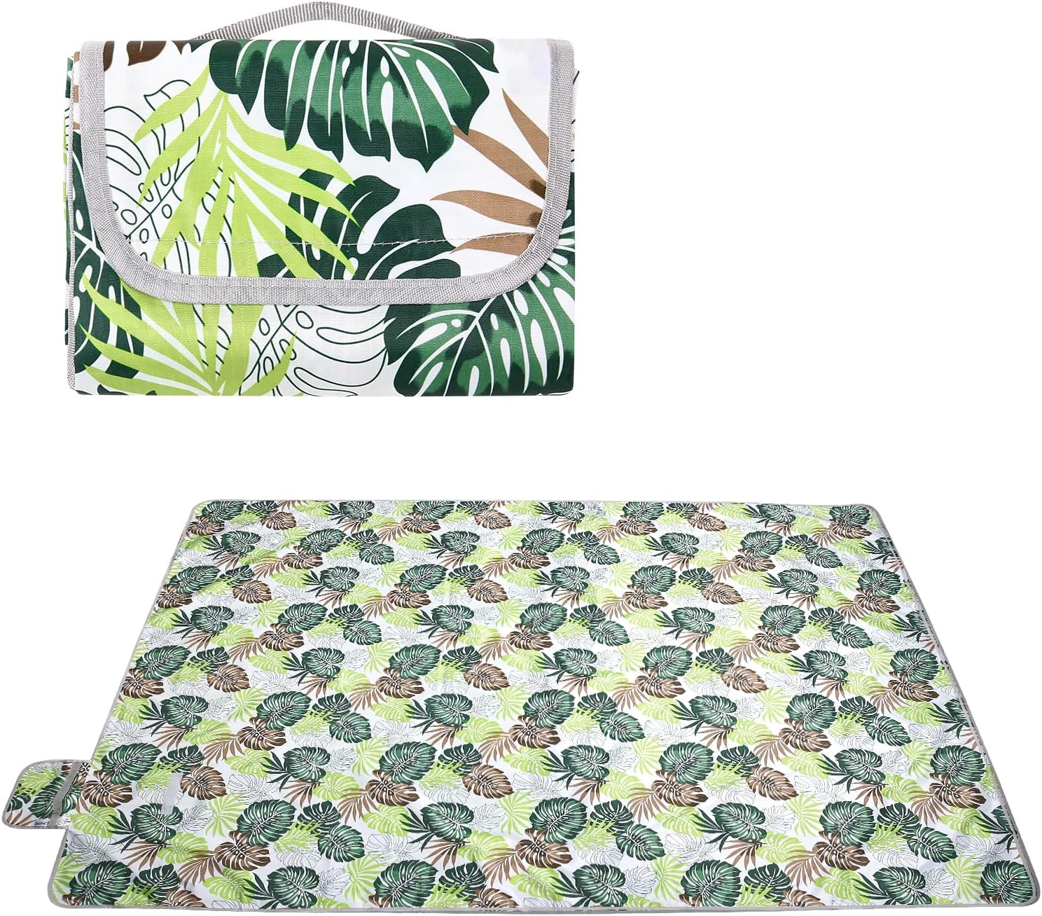 Hi Space Picnic Blankets Extra Large 80''x60'' Picnic Mat Waterproof Foldable Beach Picnic Blanket Washable Park Blanket Outdoor Blanket for Grass Lawn Camping (Tropical Leaves) - Image 9