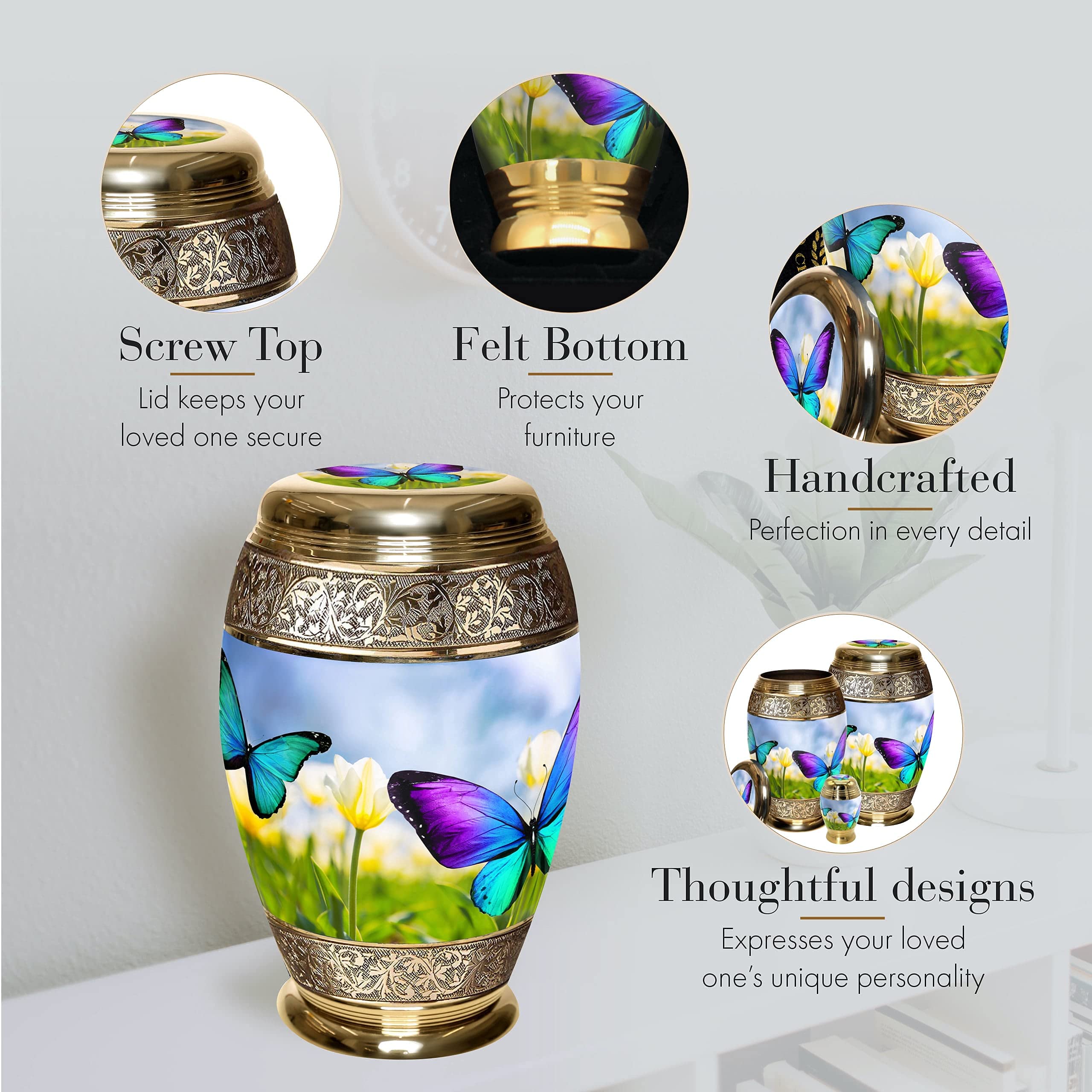 Buy Wild Butterfly Cremation Urns for Human Ashes Adult for Funeral