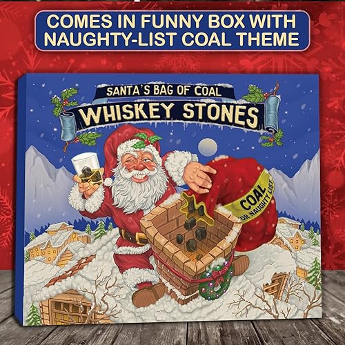 Miniatura 2 de 15 piedras de whisky en caja de regalo con saco, lista traviesa de relleno de calcetines de Navidad para hombres. Regalos de bares de bourbon para