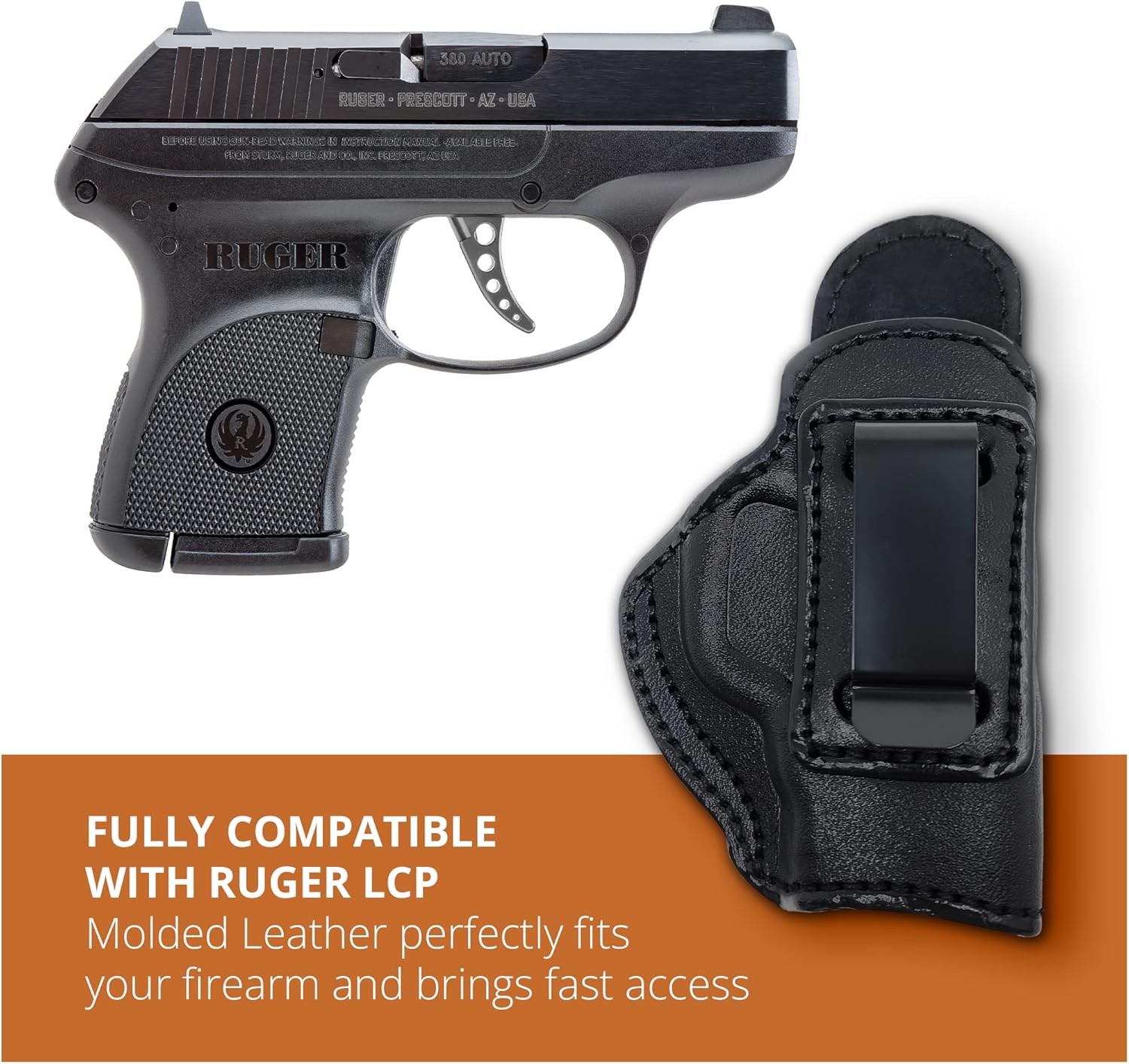 Genuine Leather Iwb Holster for Ruger LCP Pistol - Tactical Handgun Iwb Leather Holster Ruger LCP - Comfortable Appendix Everyday Carry - Maxx Carry Holsters