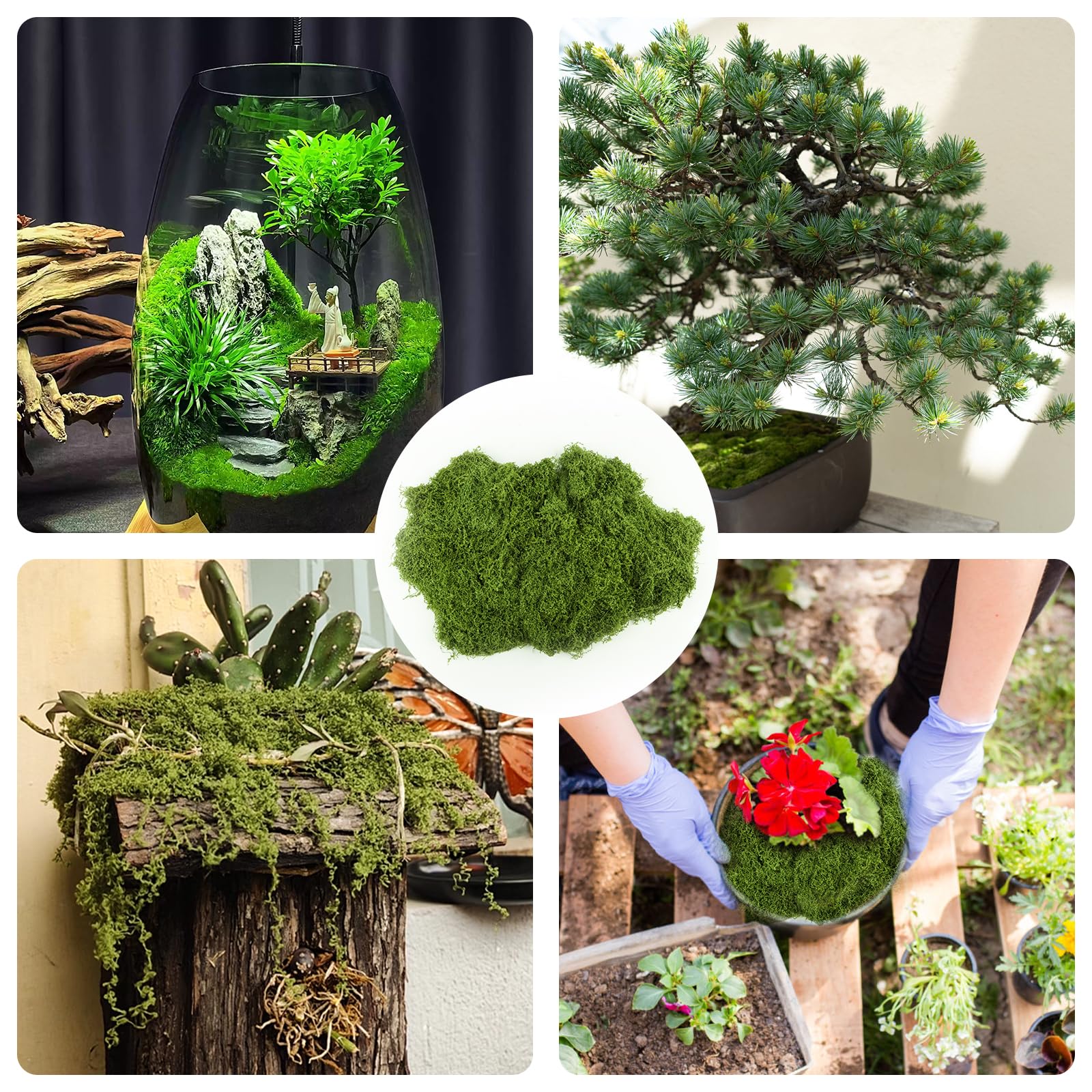VMUTGA 200g Muschio Stabilizzato, Muschio Artificiale Riutilizzabili Muschio Decorativo Muschio Sintetico Verde Muschio Finto per Decorazioni Parete Casa Fai da Te Modellismo Artigianato