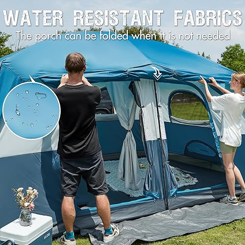 Miniatura 8 de PORTAL 6 8 10 Person Family Camping Tent with Porch, Big Family Camping Tent with Tall Height, Good Ventilation, Water Resitant Large Tent for