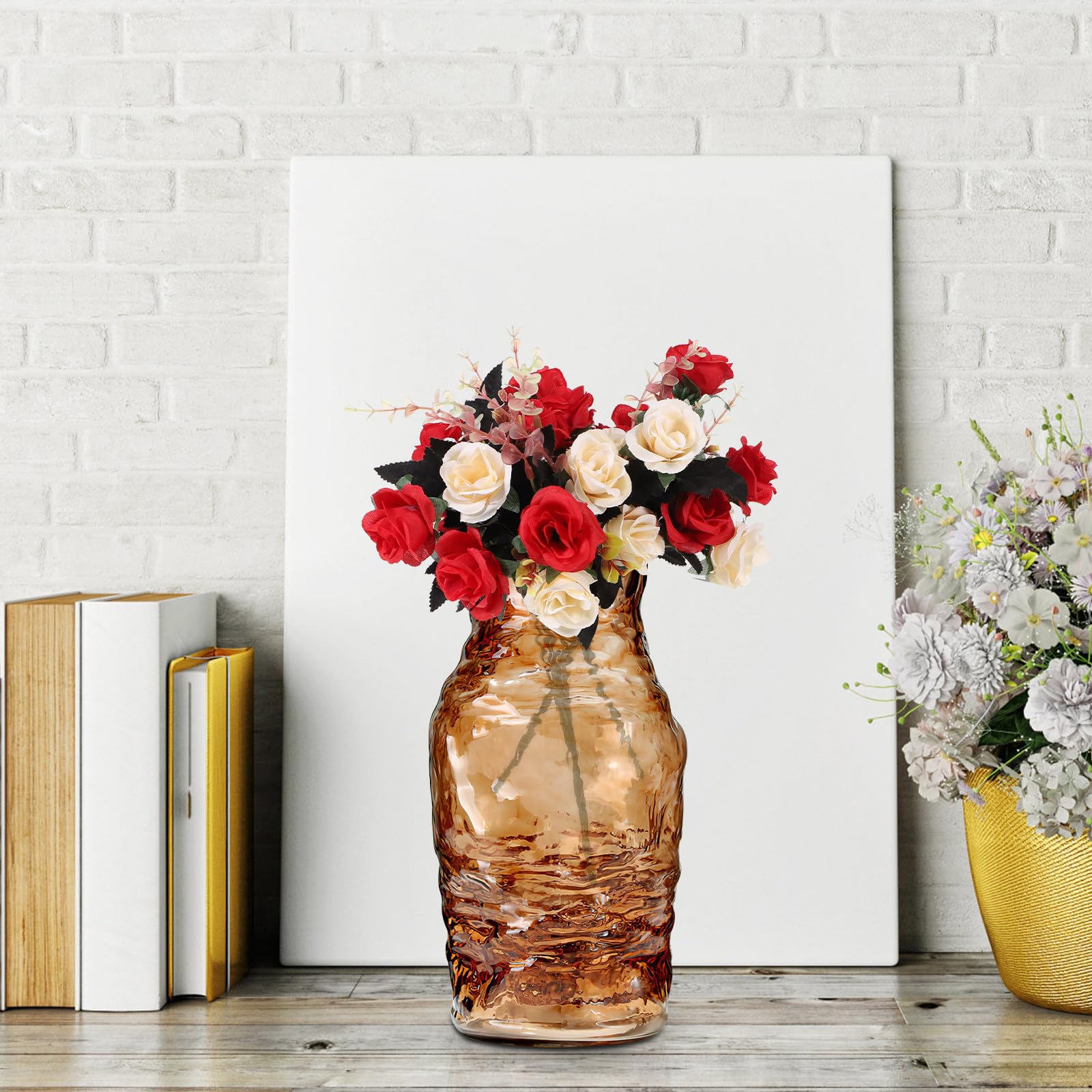 Vaso di Vetro per Fiori, Vaso da Tavolo Decorativo per Casa e Ufficio