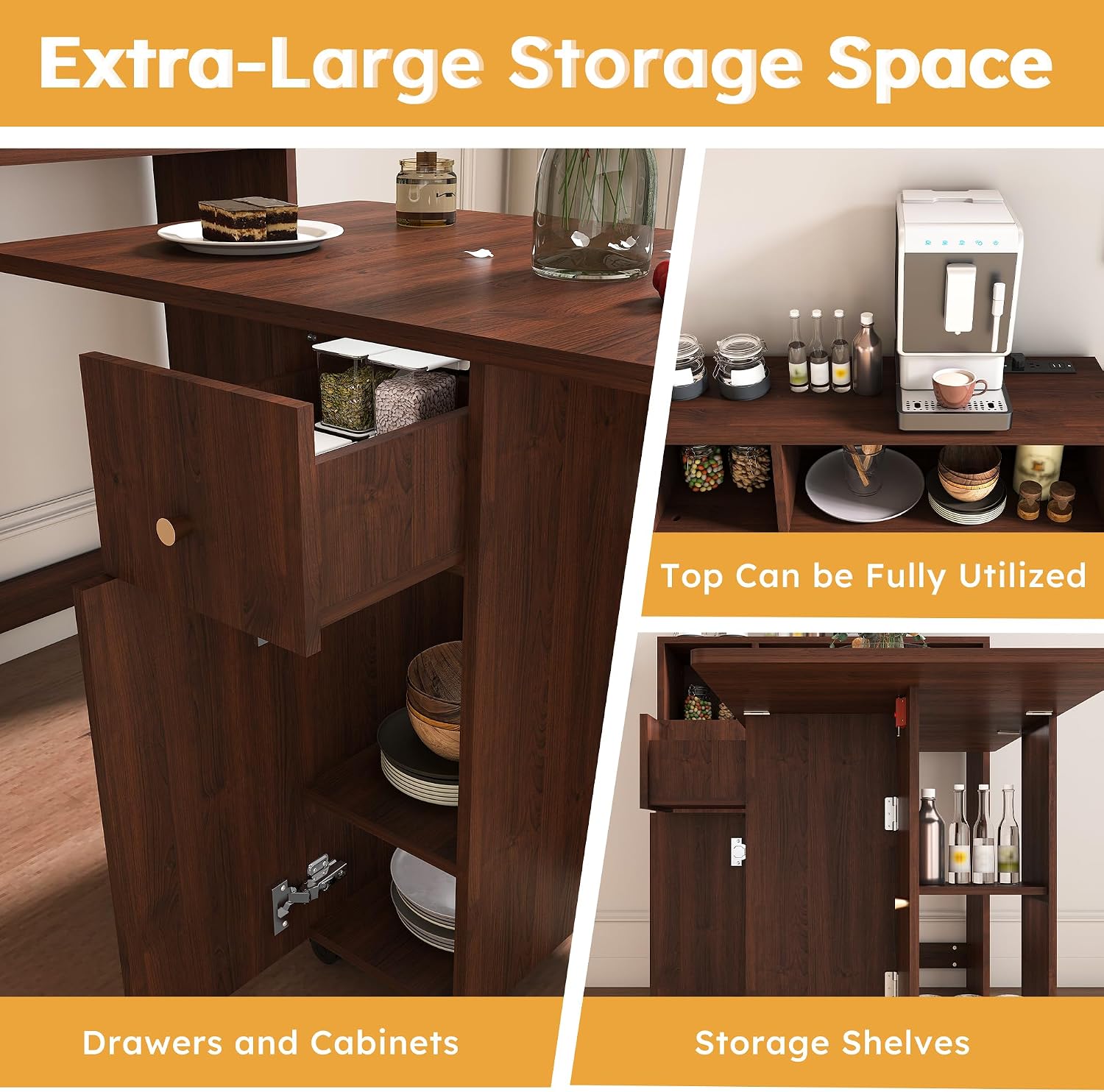 Image showing the extra-large storage space with drawers and shelves.