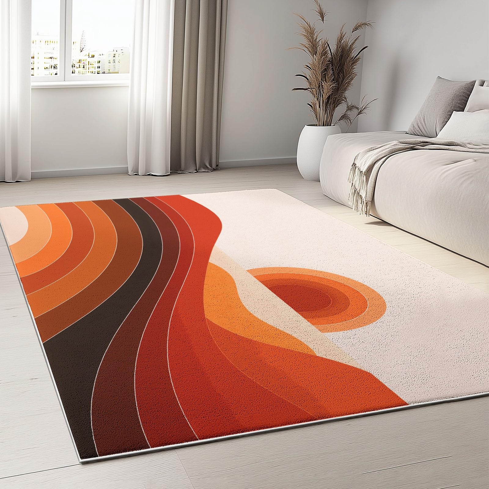 Alfombra de dormitorio suave y antideslizante con pintura de paisaje moderno