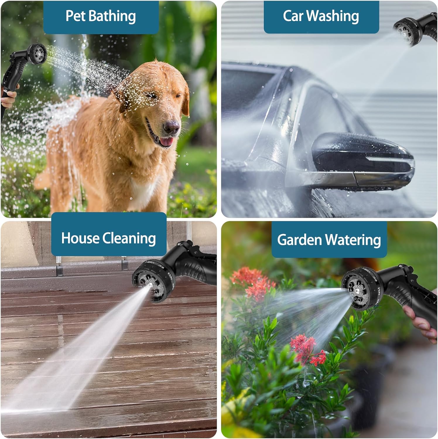 Stainless Steel Garden Hose 50ft Heavy Duty Metal Water Hoses with 10 Function Water Hose Nozzles for Yard Outdoor - Image 5