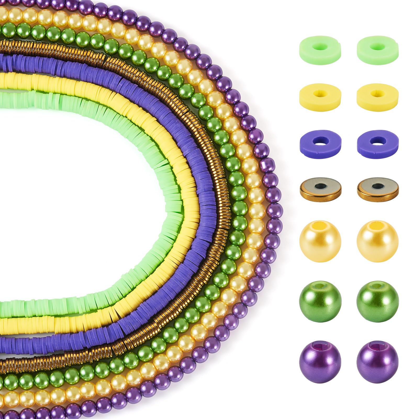 PandaHall Mardi Gras DIY Beads Jewelry Making Finding Kit Polymer Clay Disc Beads Glass Pearl Round Beads for Bracelet Necklace Making Crafts โ image 1