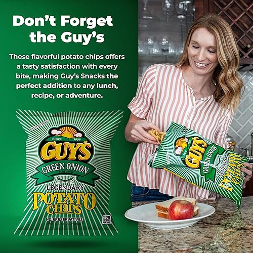 Vista 21 de Guys - Papas fritas de crema agria y cebolla, bocadillos saludables y salados con una mezcla única de especias, papas fritas naturales, papas fritas