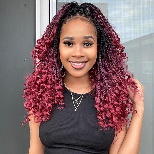 Goddess Extensiones de cabello sintético de ganchillo en trenzas de caja, de 12 pulgadas, para mujeres afrodescendientes, con puntas rizadas, estilo