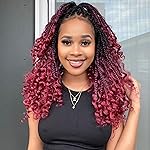 Wodun 12inch Goddess Box Braids Crochet Hair Crochet Box Braids Curly Ends 3X Bohemian Crochet Box Braids Hair Synthetic Crochet Hair Extensions 16strands/pack(12inch(Pack of 8), 1B/99J/530)