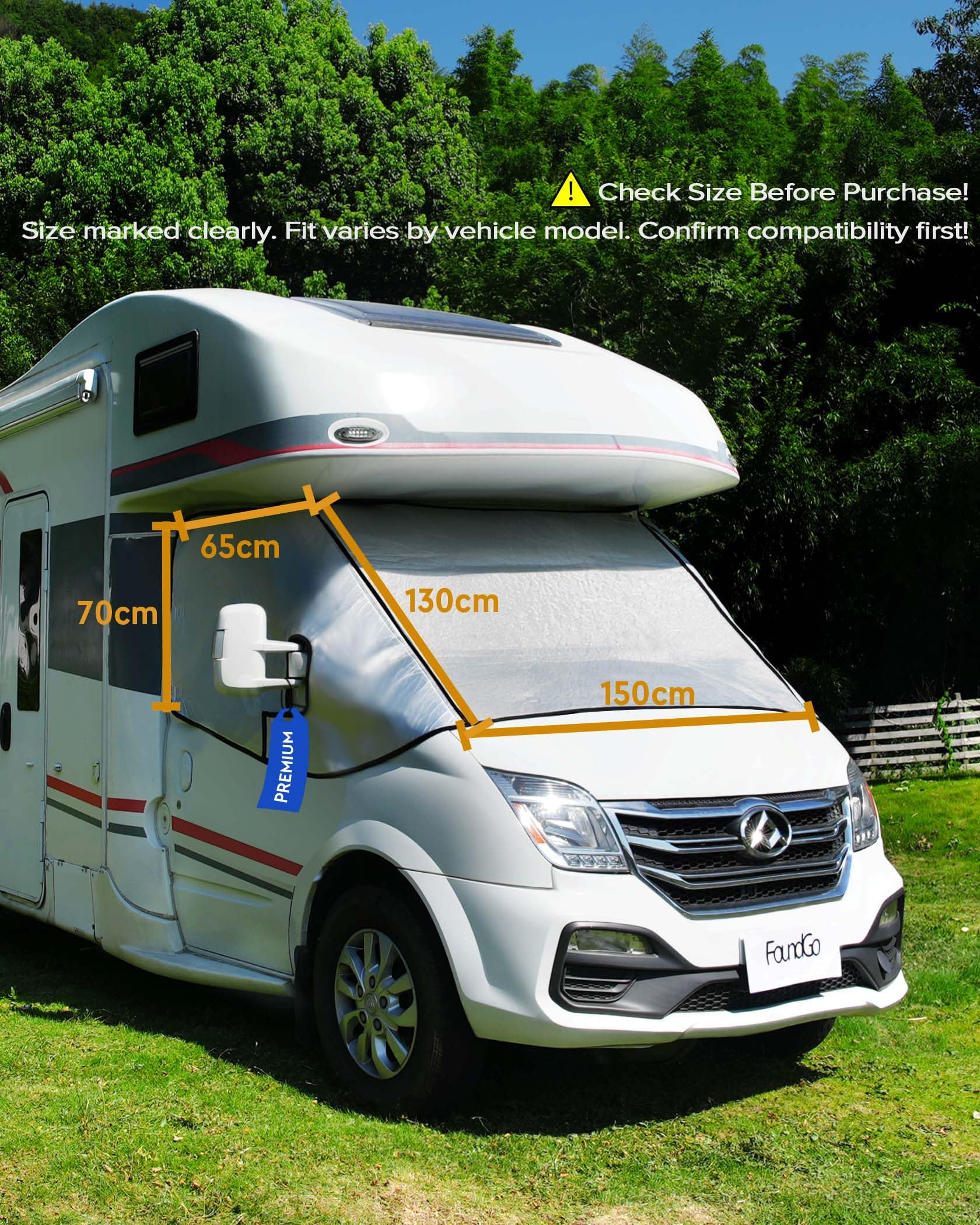 FoundGo Wohnmobil-Frontscheibenabdeckung mit Reißverschlüssen Aluminum Silberne Scheibenabdeckung Wärmeisolierend mit Tasche, passend für FIAT Ducato, Peugeot Boxer, Citroen Relay X250/290 ab 2006