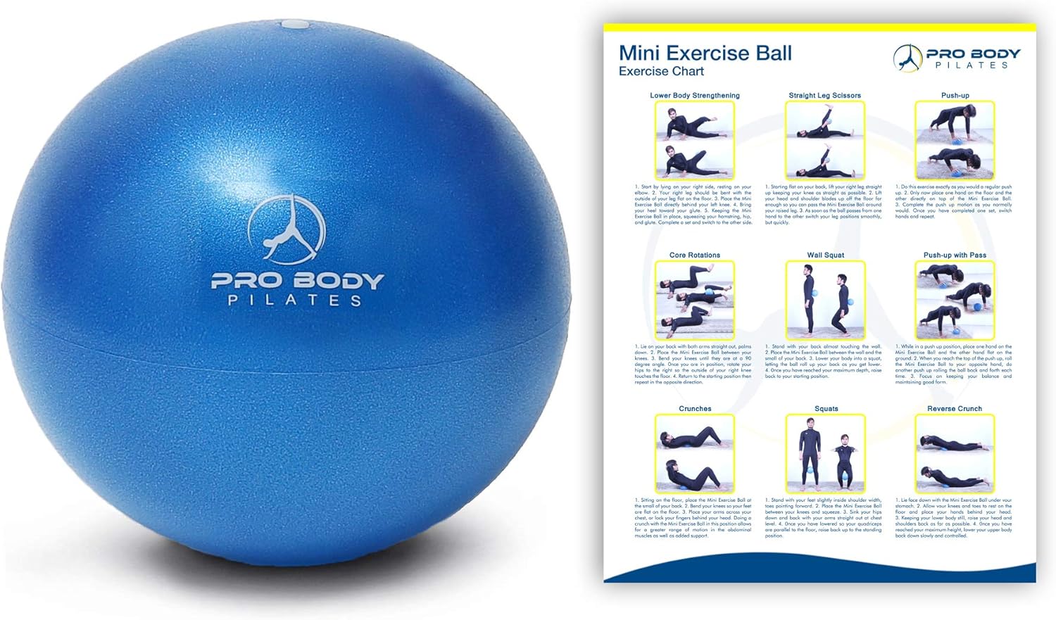 Mini Exercise Ball - 9 Inch Bender Ball for Stability, Barre, Pilates, Yoga, Core Training and Physical Therapy (Blue) : Sports & Outdoors