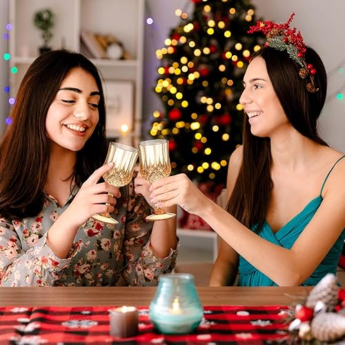 Miniatura 6 de XUWAIDSGN 48 copas de vino vintage de plástico de 7 onzas, vasos irrompibles para boda, copas de agua de cristal, vasos reutilizables, copas de