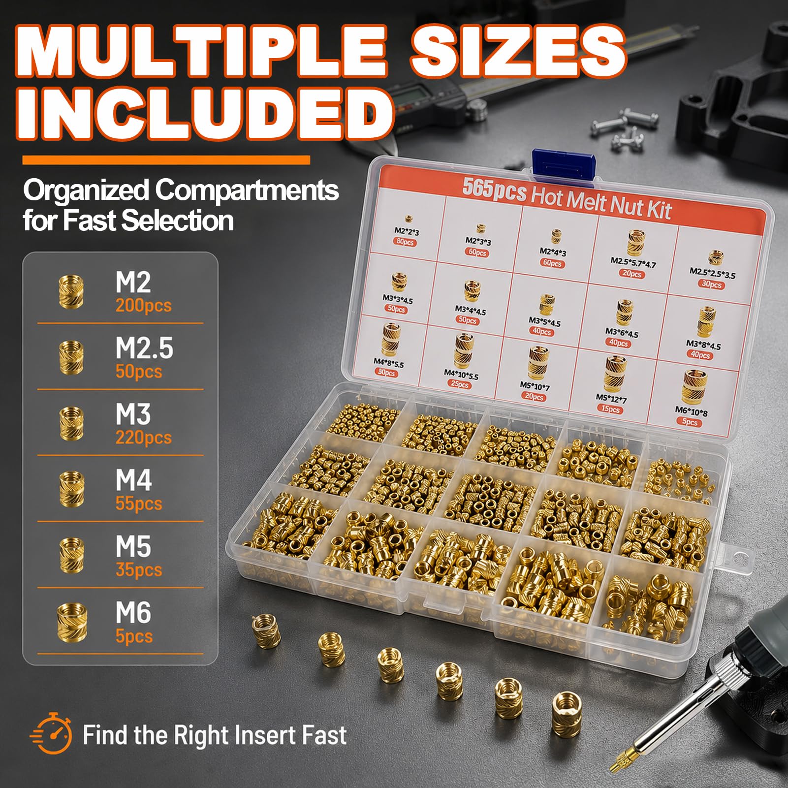 Heat Set Threaded Inserts - M2-M6 Kit -2 Heat Set Threaded Inserts - M2-M6 Kit -2