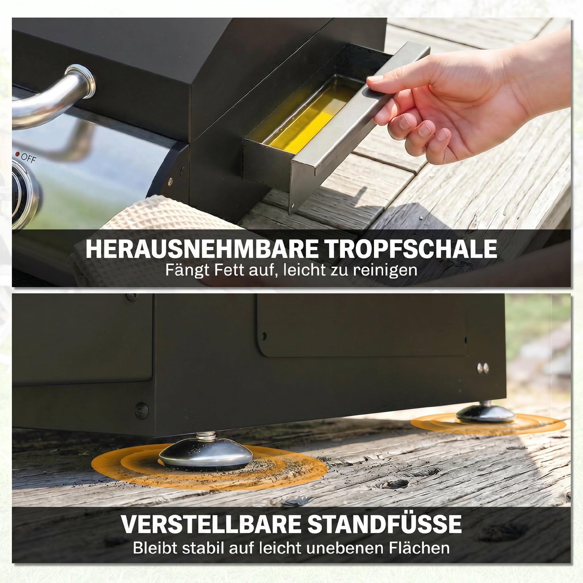 Outsunny Barbecue à Gaz de Table 3 Brûleurs - Combiné Gril et Plancha avec Couvercle et Thermomètre - 7,5 kW Portable pour Camping Balcon Terrasse - Surface de Cuisson 2224 cm², Noir