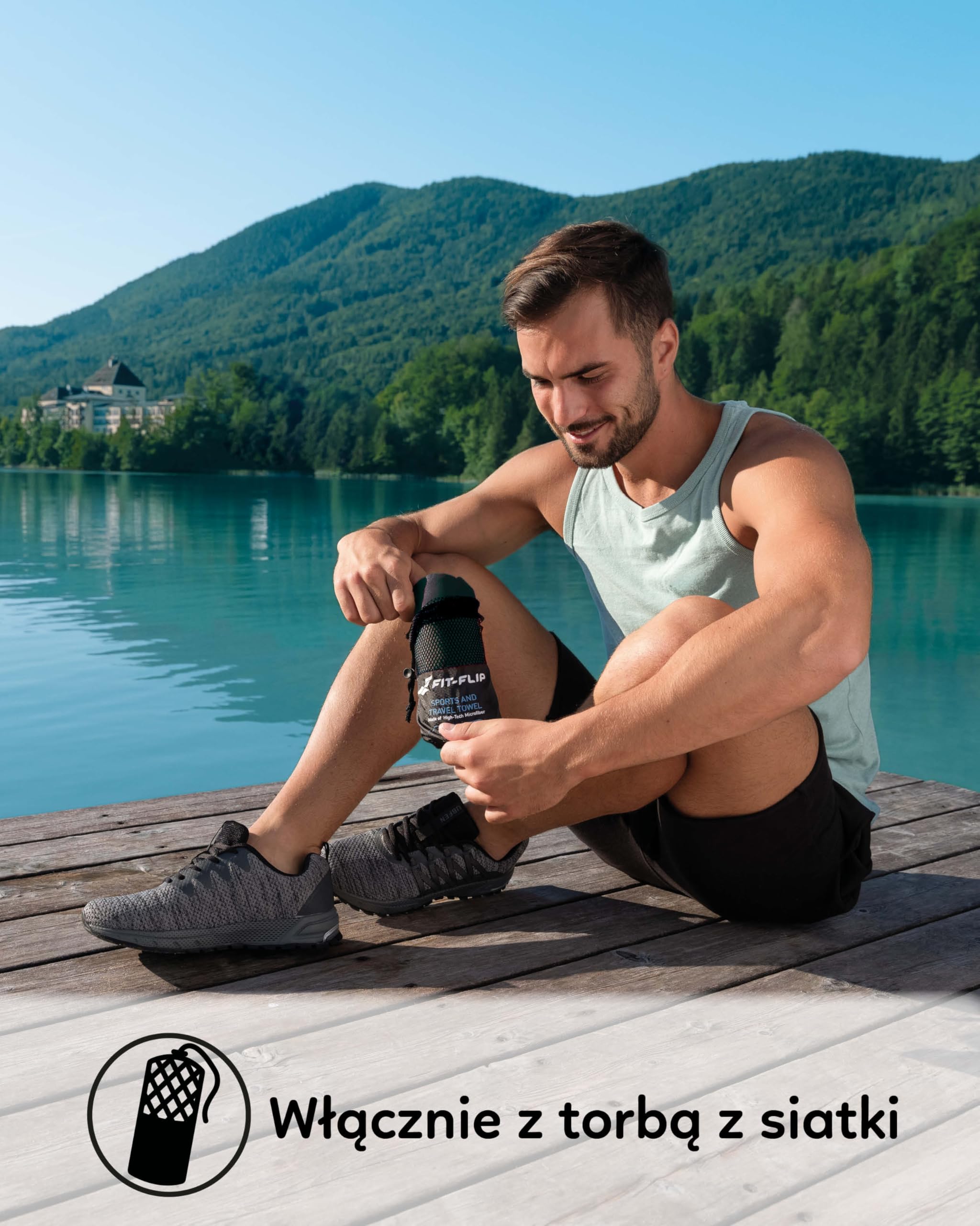 Fit-Flip Ręcznik z mikrofibry - kompaktowy, ultralekki i szybkoschnący - ręczniki z mikrofibry - idealne ręczniki sportowe, plażowe i podróżne - (1x 30x50cm Czarny)