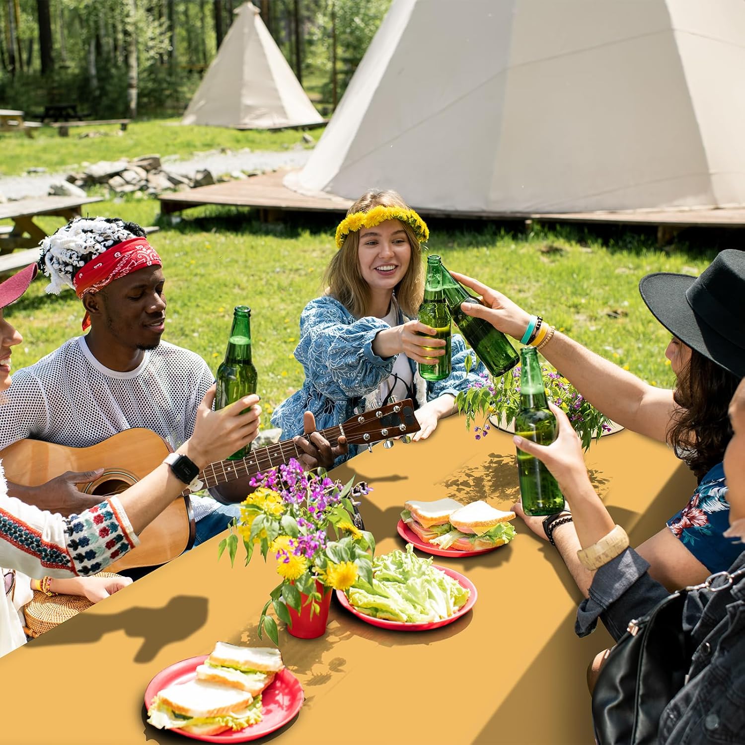 16 Pack Gold Plastic Tablecloth for Rectangle Tables, Premium Decorative Gold Disposable Table Cloths for Parties, Bulk Rectangle Party Table Cover for Birthday, Wedding, Anniversary, 54 x 108 Inch - Image 8
