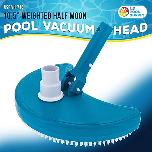 Miniatura 2 de U.S. Pool Supply Half Moon - Cabezal de vacío manual para piscinas enterradas sobre el suelo, con peso, conexión de manguera giratoria de 1.5