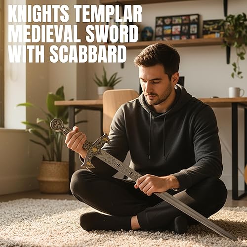 Miniatura 3 de SZCO Supplies Caballeros Templarios Espada de Oro Rosa Espada Medieval