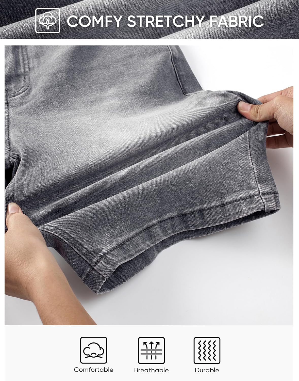 JMIERR 2026 Mens Skinny Denim Shorts Stretch Casual Comfy Slim Fit Summer Classic Jean Shorts - Image 4