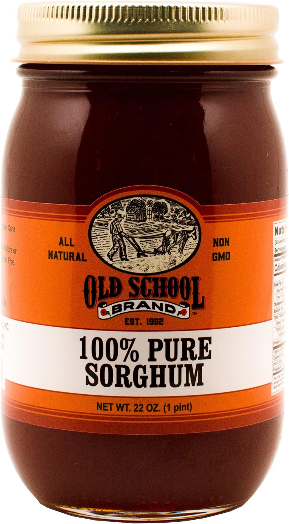 100% Pure Sorghum Molasses 22 ounces - No Additives or Preservatives - 100% Pure and Natural