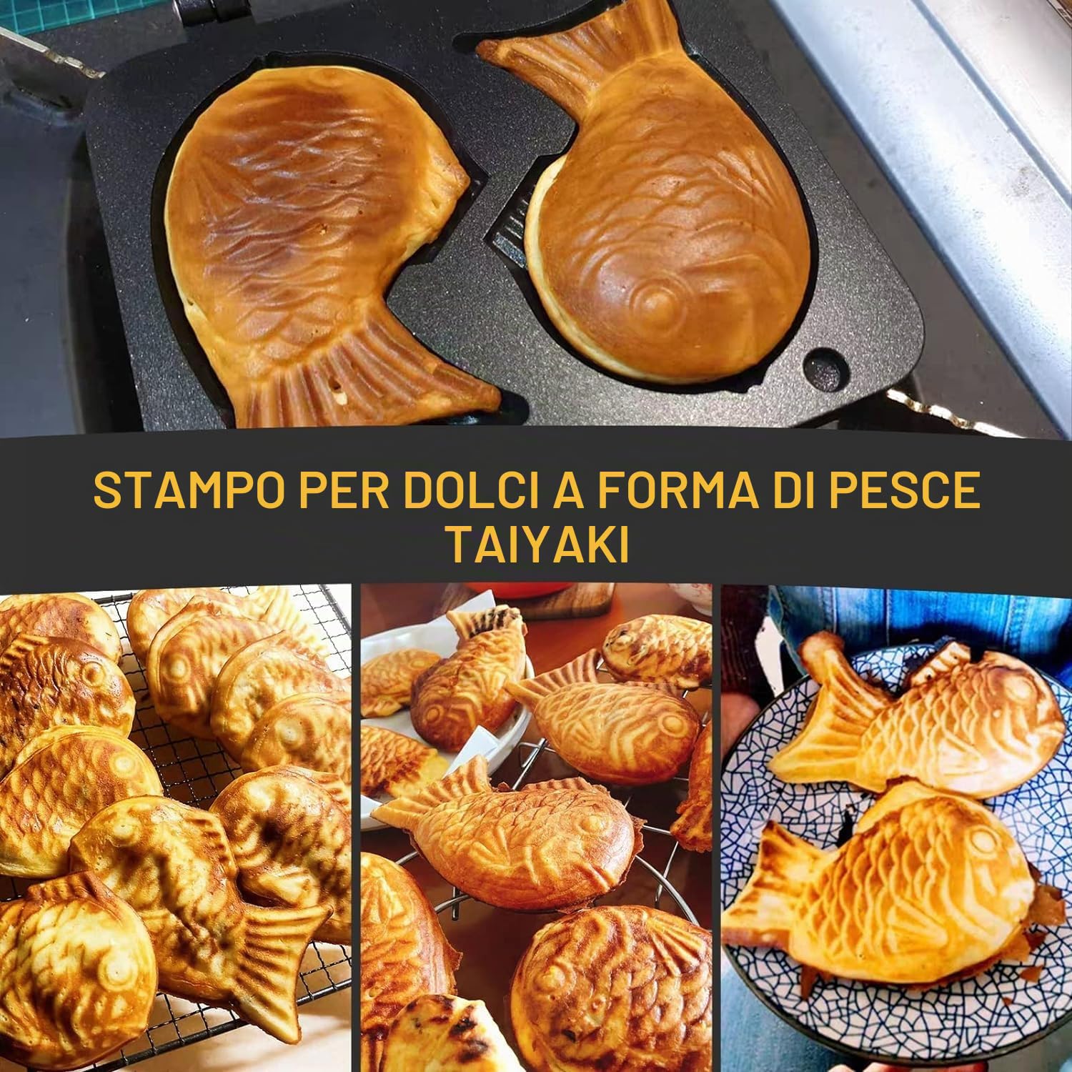Waffle antiaderente Torta Stampo Casseruola in Lega di Alluminio Stampo per Pasticceria Utensili da Cottura a Forma di Pesce a 2 lati